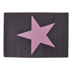 Wool Rug Star : Dark Grey - Pink Wool Rug Star : Dark Grey - Pink